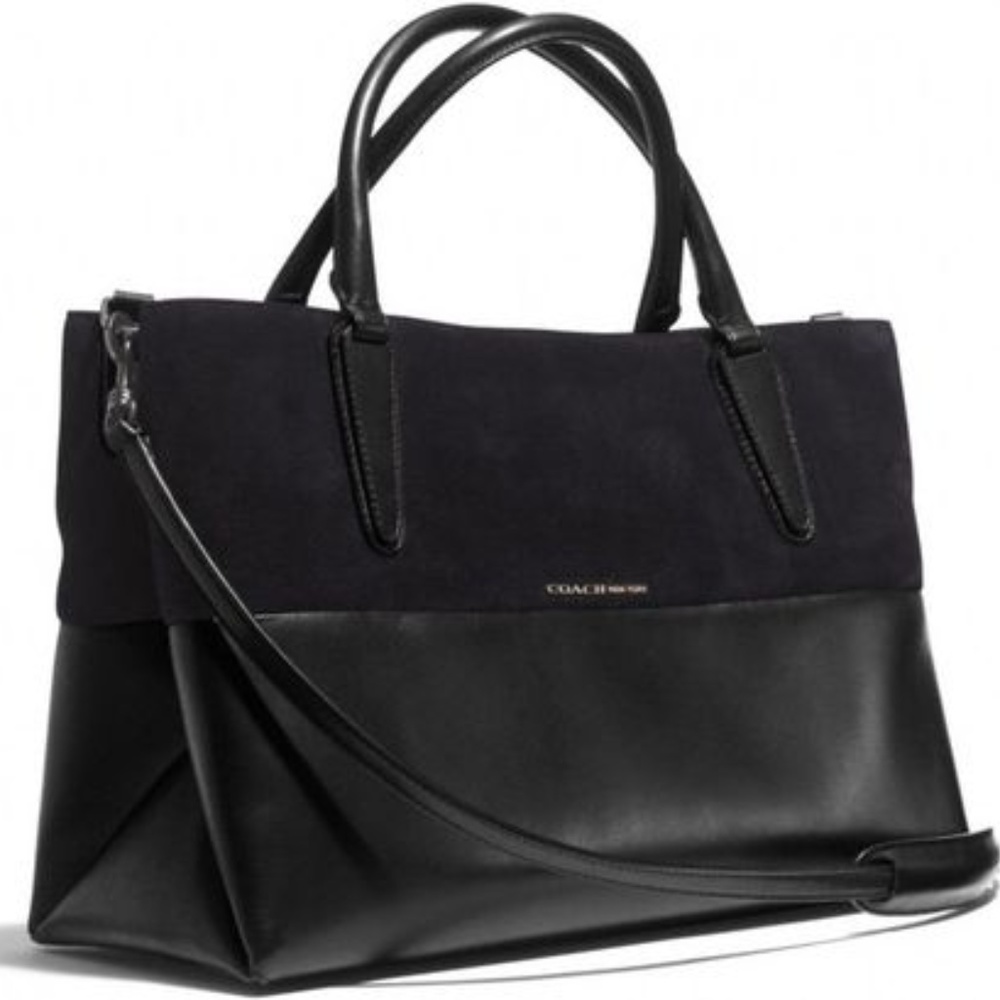 Coach Soft Borough Bag, Black Leather and Suede
